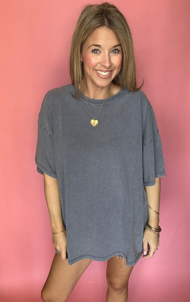Dusty Navy Mineral Wash Oversized Tee