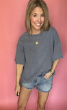Dusty Navy Mineral Wash Oversized Tee