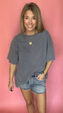 Dusty Navy Mineral Wash Oversized Tee