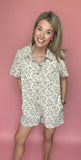 Brown Floral Button Up Romper