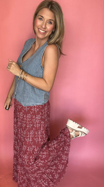 Floral Tiered Maxi Skirt