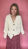 Button-Front Oversized Cardigan - Cream