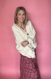 Button-Front Oversized Cardigan - Cream