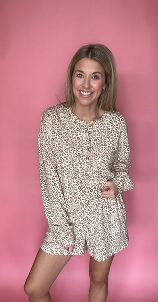 Leopard Print Shorts Set