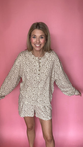 Leopard Print Shorts Set