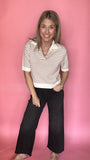 Black Slim Wide Leg Jean
