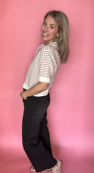 Black Slim Wide Leg Jean