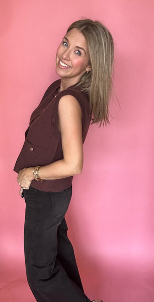 Brown Sweater Knit Vest