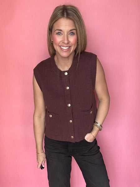 Brown Sweater Knit Vest