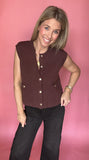 Brown Sweater Knit Vest