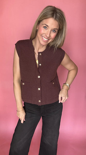 Brown Sweater Knit Vest