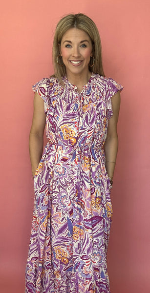 Lilac Abstract Print Dress