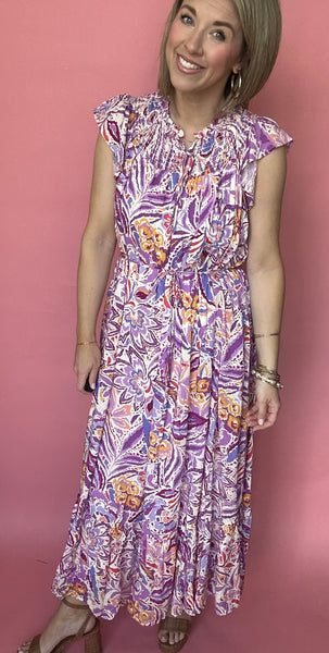 Lilac Abstract Print Dress