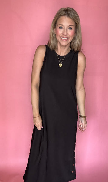 Black Textured Midi Dress