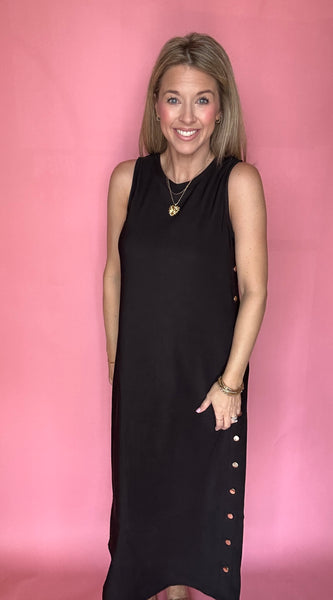 Black Textured Midi Dress