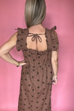 Polka Dot Ruffle Detail Midi Dress