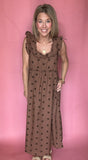 Polka Dot Ruffle Detail Midi Dress