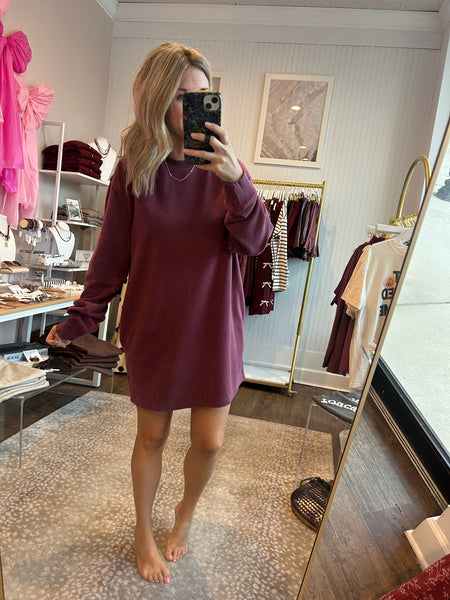Oversized Mini Dress - Maroon
