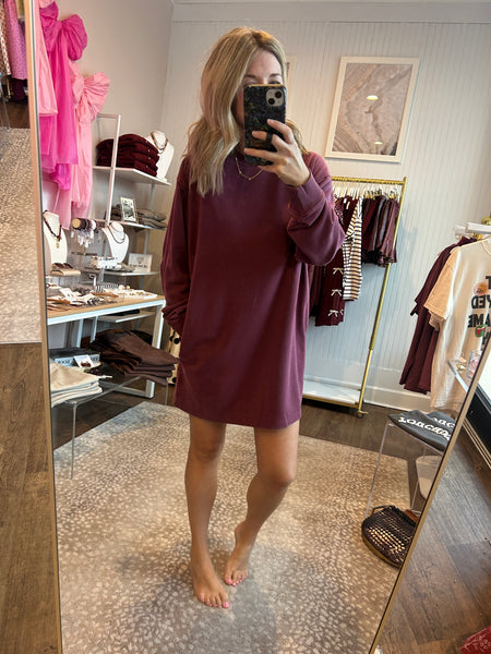 Oversized Mini Dress - Maroon