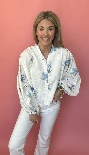 Blue Skies Eyelet Top