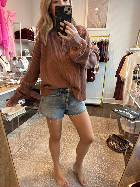 Henley Waffle Top