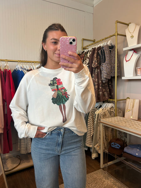 Girl with presents sweatshirt