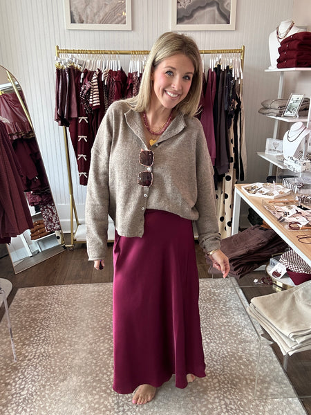 Simple Satin Midi Skirt