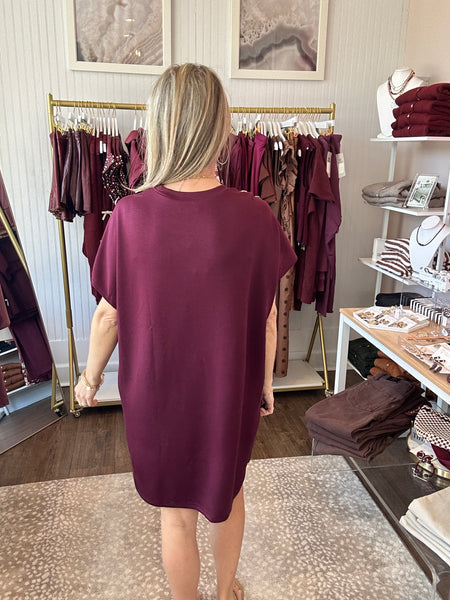 Maroon w/ Gold Button Mini Dress