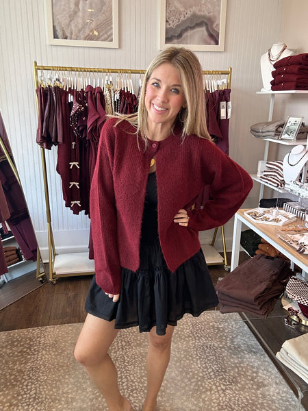 Maroon Open Cardigan