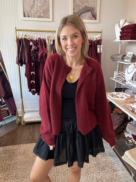 Maroon Open Cardigan