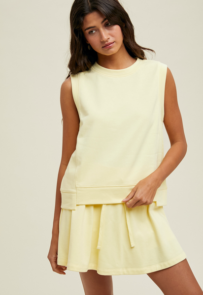 Yellow Simple Flare Skort