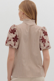 Burgundy Floral Sleeve Blouse