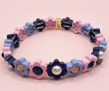 Daisy Pink and Blue Bracelet