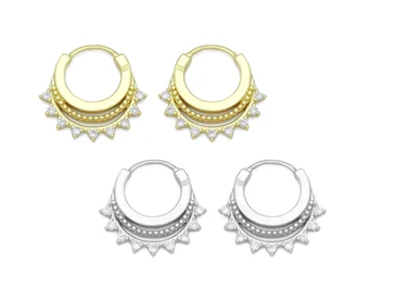 CZ Sun Ray Huggie Earrings -PREORDER