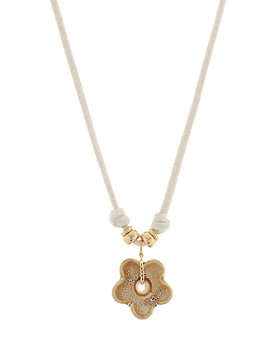 Ceramic Flower Cotton Rope Necklace