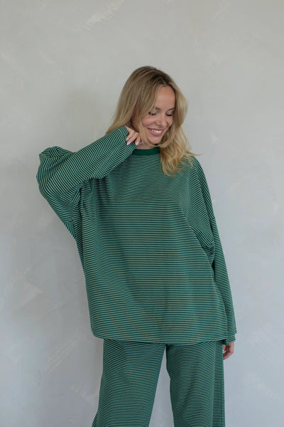 Fleece Stripe Top - Green