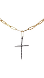 Paperclip CZ Cross Necklace