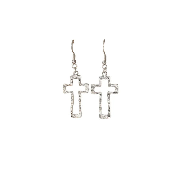 Waterproof/Stainless Steel Textured Cross Earring