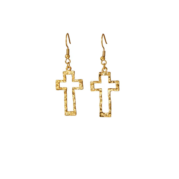 Waterproof/Stainless Steel Textured Cross Earring